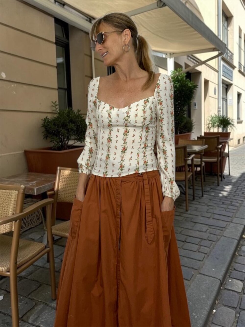 Reformation Floral Reign Top Blouse 6 Cream Romantic DEFECT